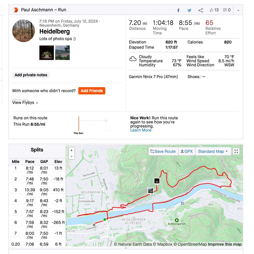 Such a #beautiful and #memorable run while in #heidelberg