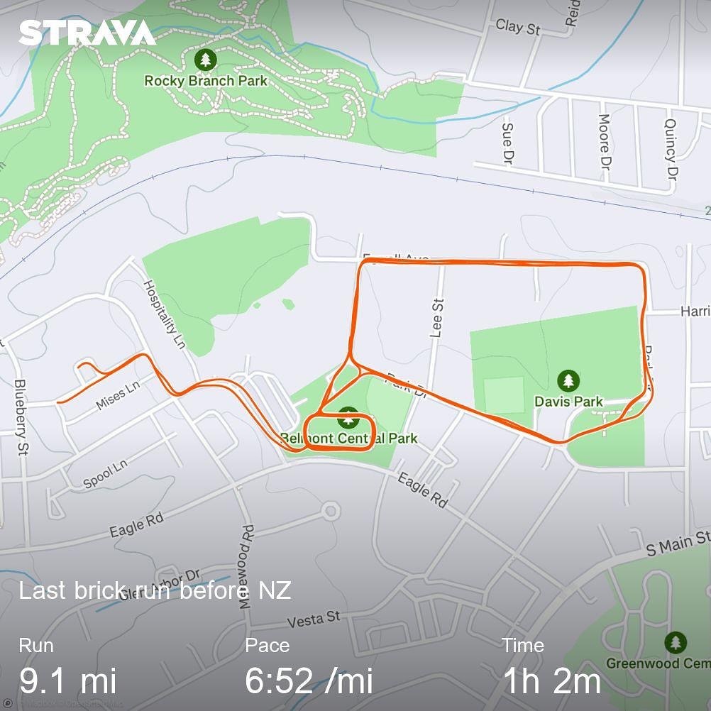 Last solid brick session before NZ in 2 weeks! 2.5 hours on the bike into an 1 hour run. Dialing in 